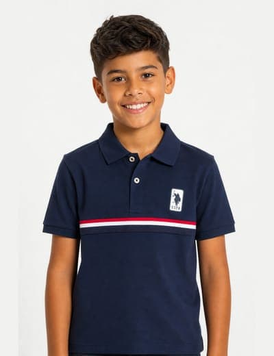 BOYS TRICOT SIGNATURE STRIPE POLO SHIRT 1
