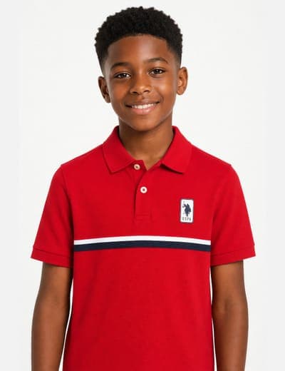 BOYS TRICOT SIGNATURE STRIPE POLO SHIRT 4