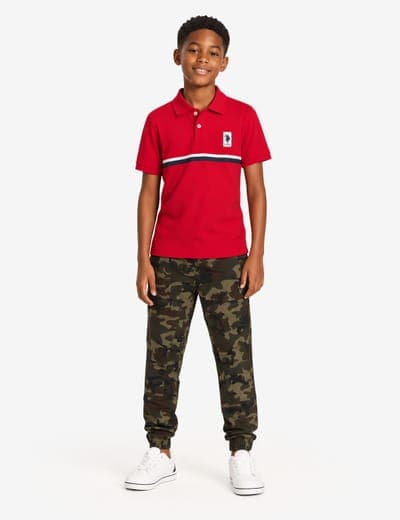 BOYS TRICOT SIGNATURE STRIPE POLO SHIRT 5