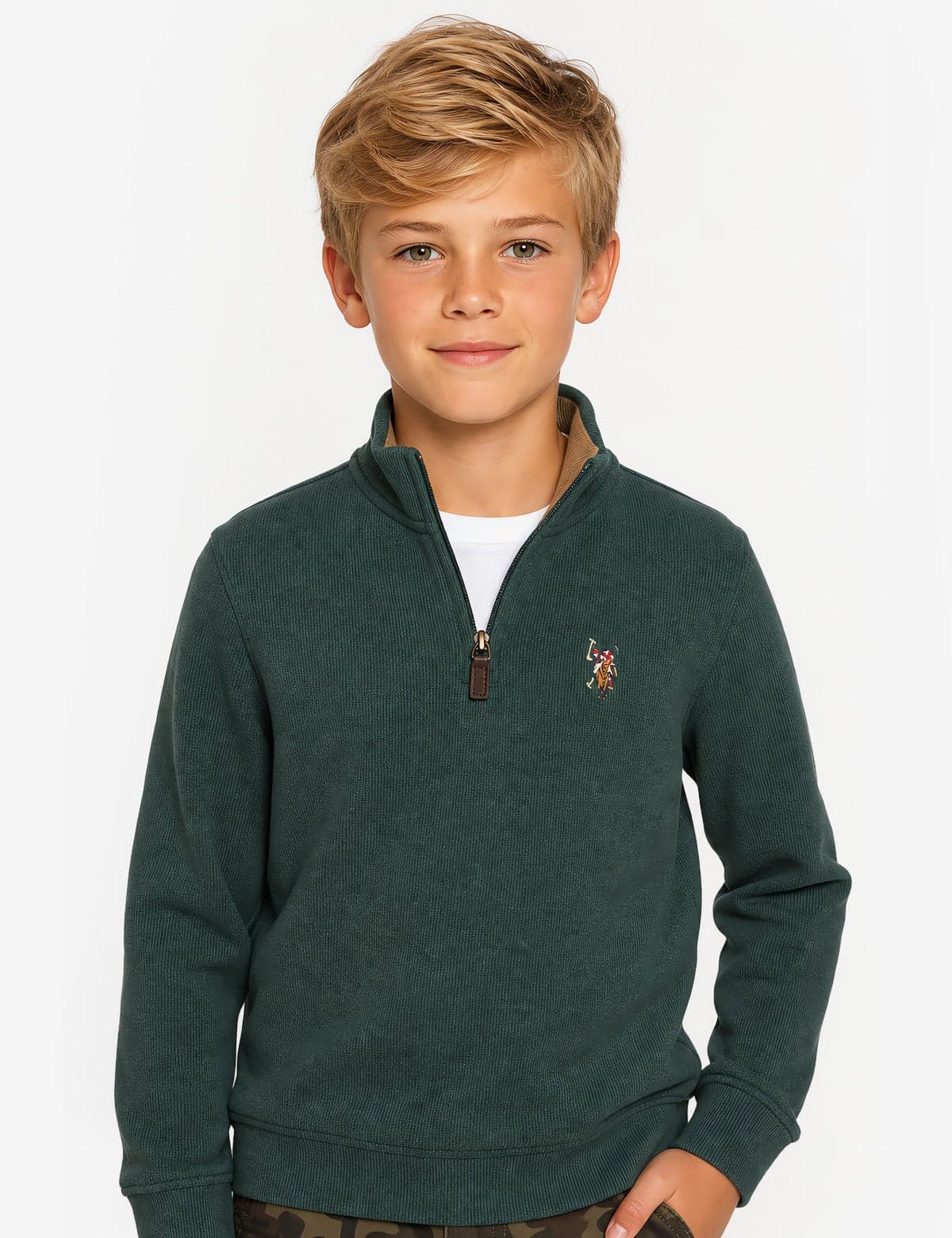 BOYS 1/4 ZIP FLATBACK PULLOVER