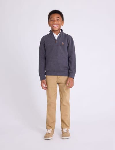 BOYS 1/4 ZIP FLATBACK PULLOVER 10