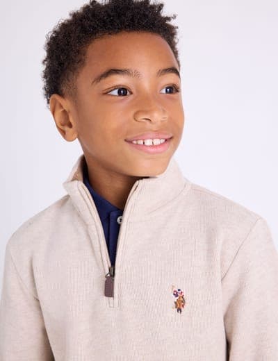 BOYS 1/4 ZIP FLATBACK PULLOVER 13