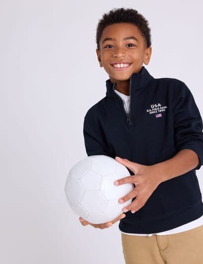 BOYS USA 1/4 ZIP FLEECE MOCK PULLOVER 6
