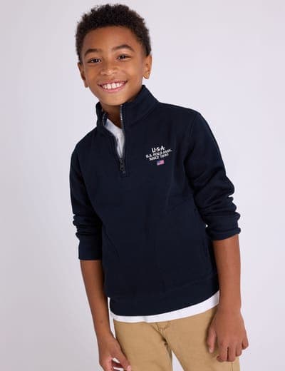 BOYS USA 1/4 ZIP FLEECE MOCK PULLOVER 7
