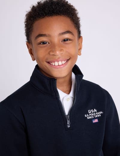 BOYS USA 1/4 ZIP FLEECE MOCK PULLOVER 8