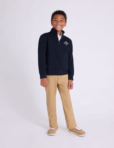 BOYS USA 1/4 ZIP FLEECE MOCK PULLOVER 9