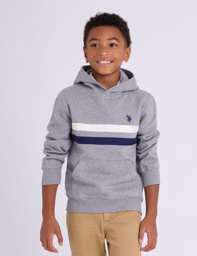 BOYS CHEST STRIPE FLEECE HOODIE 5