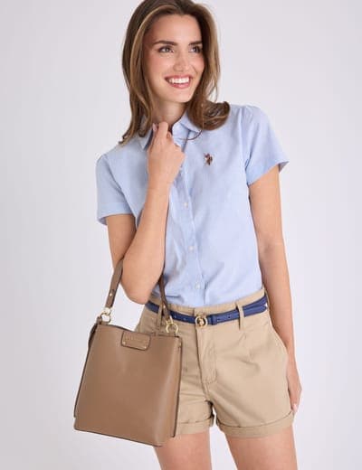 SOLID BUCKET BAG WITH CROSSBODY STRAP 4