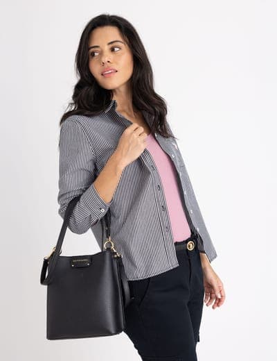 SOLID BUCKET BAG WITH CROSSBODY STRAP 10