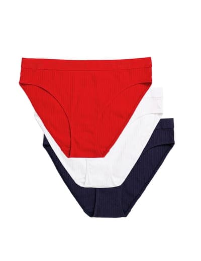3PK RIBBED COTTON SPAN HI CUT BIKINIS 2