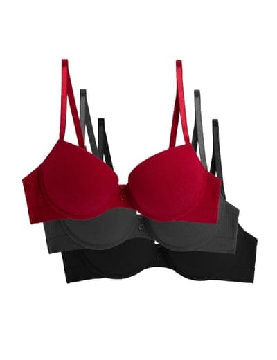 3PK RIBBED PUSH UP BRAS 4