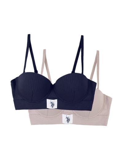 2PK PUSH UP RIBBED COTTON SPAN BRAS 2