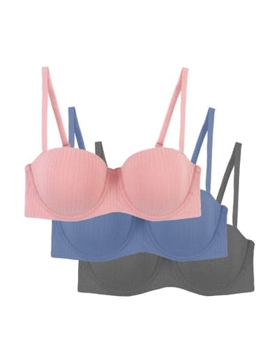 3PK COTTON RIBBED BRAS 2