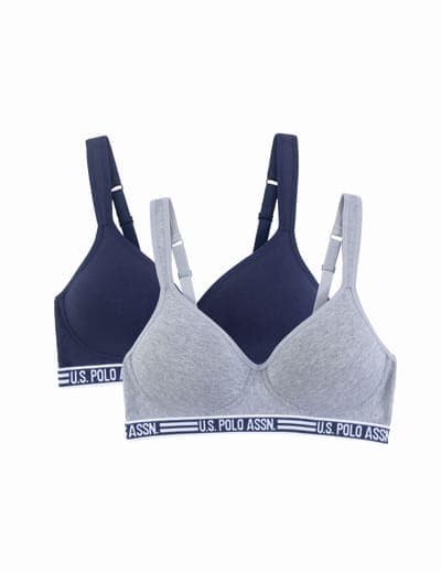 2PK COTTON SPAN WORDMARK BAND BRAS 2