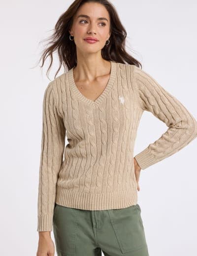 CABLE V-NECK SWEATER 4