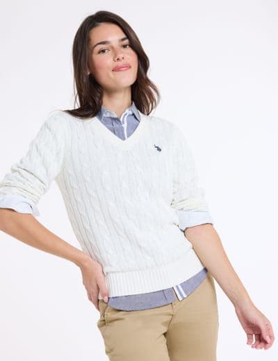 CABLE V-NECK SWEATER 13