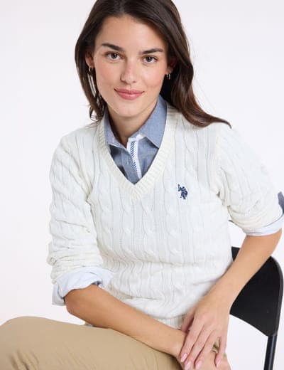 CABLE V-NECK SWEATER 15
