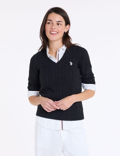 CABLE V-NECK SWEATER 17