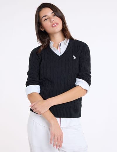 CABLE V-NECK SWEATER 20