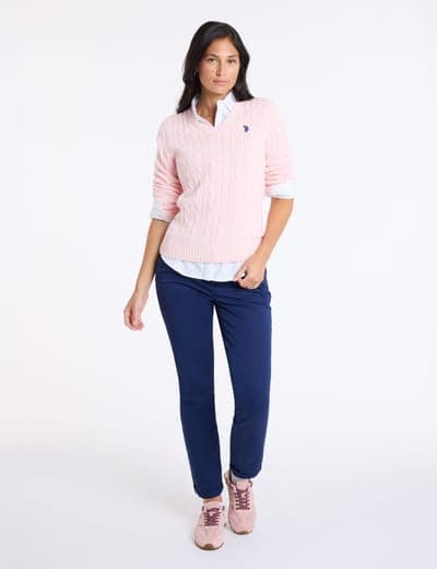 CABLE V-NECK SWEATER 24