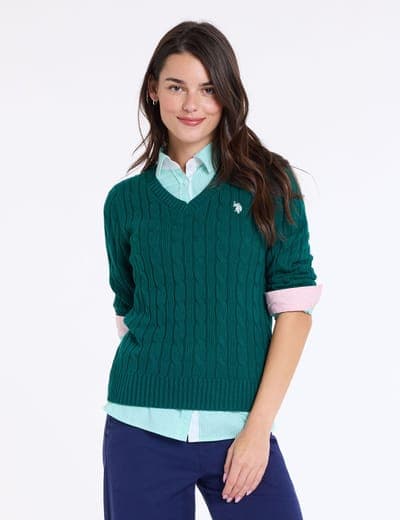 CABLE V-NECK SWEATER 26