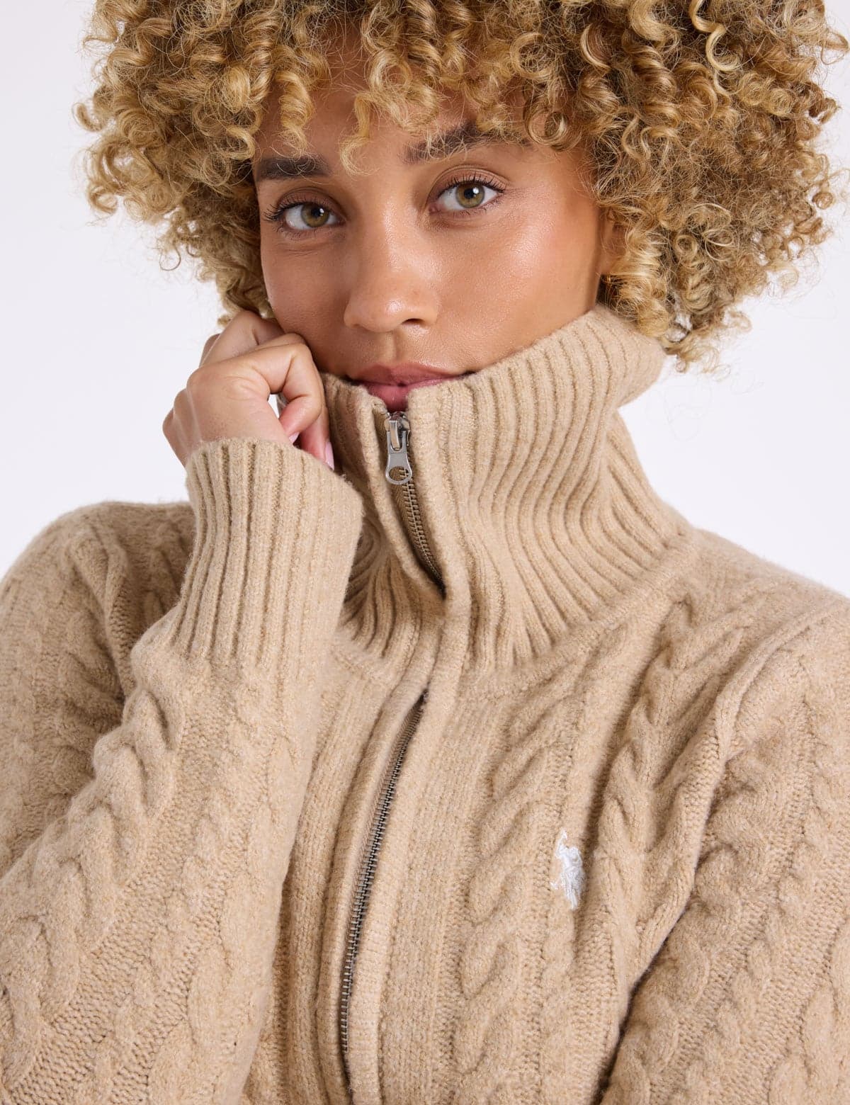 FULL ZIP NOVELTY CABLE CARDIGAN
