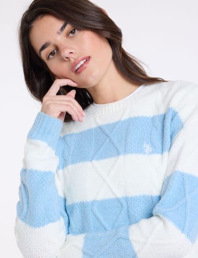 MIXED CABLE RUGBY STRIPE SWEATER 2