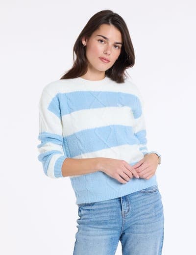 MIXED CABLE RUGBY STRIPE SWEATER 1
