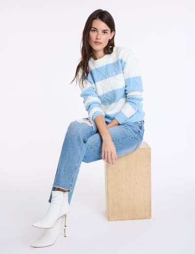 MIXED CABLE RUGBY STRIPE SWEATER 4