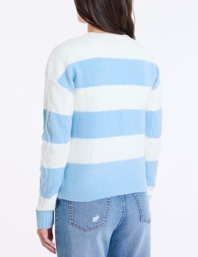 MIXED CABLE RUGBY STRIPE SWEATER 5