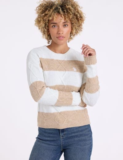 MIXED CABLE RUGBY STRIPE SWEATER 7