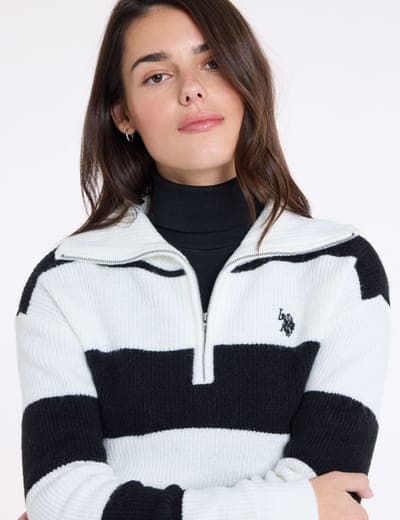 1/2 ZIP RUGBY STRIPE SWEATER 3