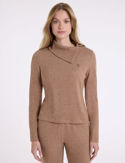 SHAWL COLLAR LONG SLEEVE HACCI TOP 1