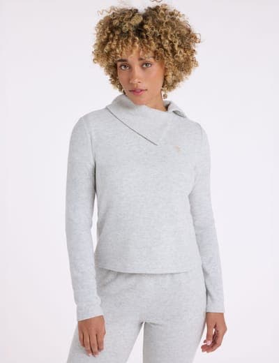 SHAWL COLLAR LONG SLEEVE HACCI TOP 9