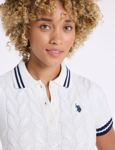 TIPPED HENLEY CABLE SWEATER POLO SHIRT 2