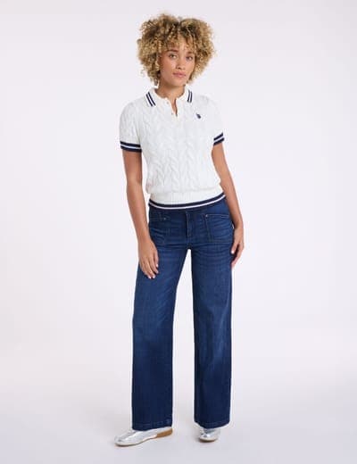 TIPPED HENLEY CABLE SWEATER POLO SHIRT 3