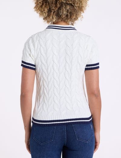 TIPPED HENLEY CABLE SWEATER POLO SHIRT 4