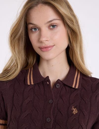 TIPPED HENLEY CABLE SWEATER POLO SHIRT 6