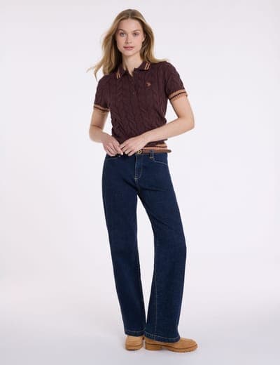 TIPPED HENLEY CABLE SWEATER POLO SHIRT 7