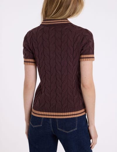 TIPPED HENLEY CABLE SWEATER POLO SHIRT 9