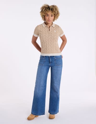 TIPPED HENLEY CABLE SWEATER POLO SHIRT 11