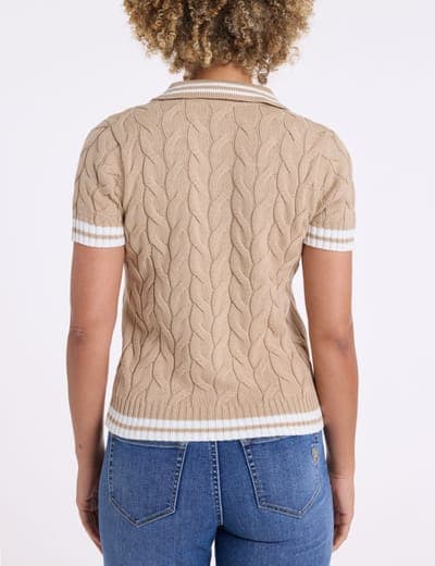 TIPPED HENLEY CABLE SWEATER POLO SHIRT 13
