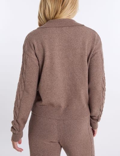 SPLIT NECK CABLE SWEATER 4