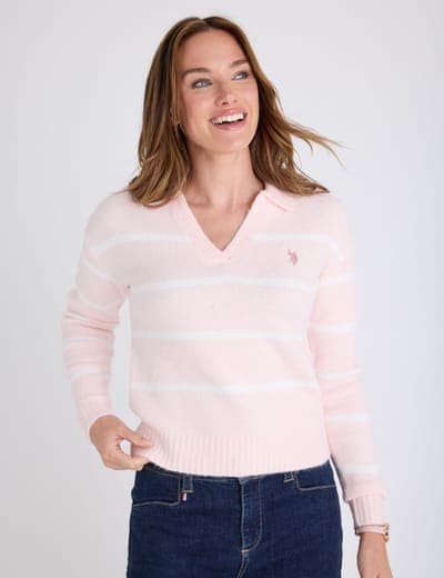 JOHNNY COLLAR THIN STRIPE SWEATER 2