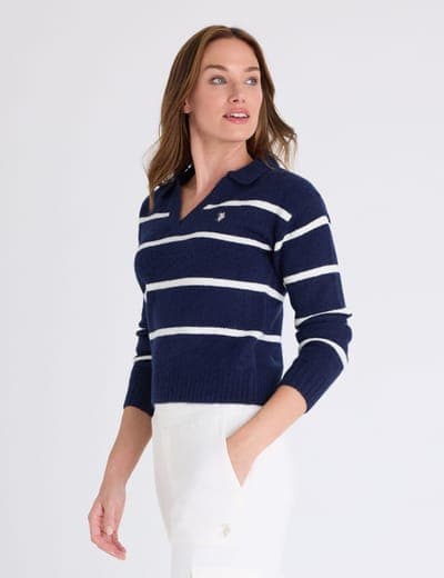 JOHNNY COLLAR THIN STRIPE SWEATER 4