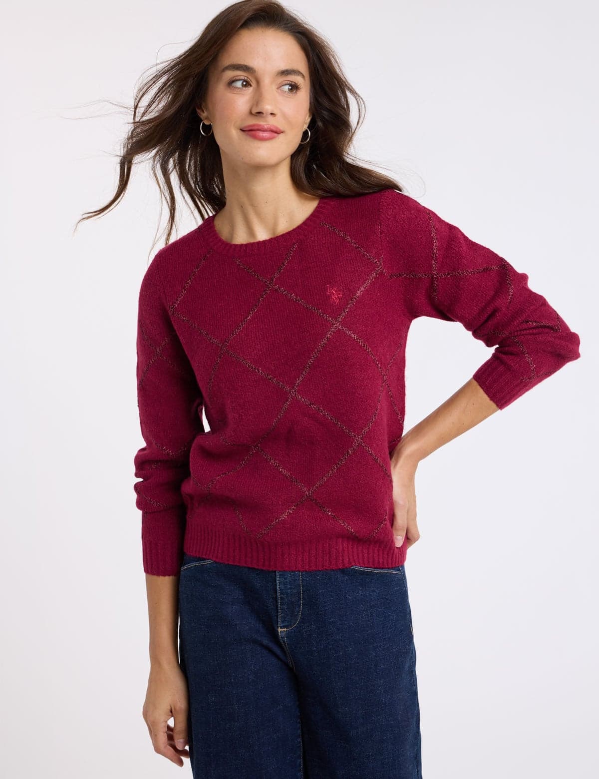 TONAL ARGYLE DIAMOND CREW NECK SWEATER