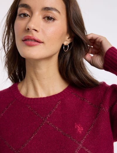 TONAL ARGYLE DIAMOND CREW NECK SWEATER 2