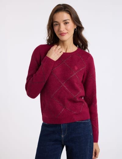 TONAL ARGYLE DIAMOND CREW NECK SWEATER 4