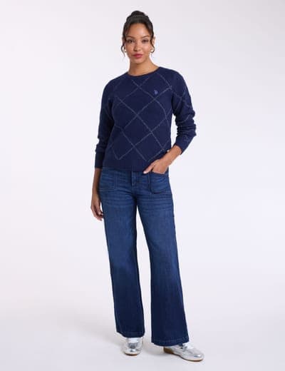 TONAL ARGYLE DIAMOND CREW NECK SWEATER 7