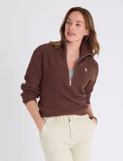 1/4 ZIP RIB SWEATER 1